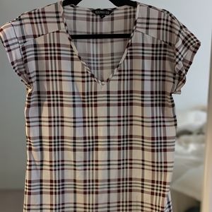 Burberry-esque patterned V-neck